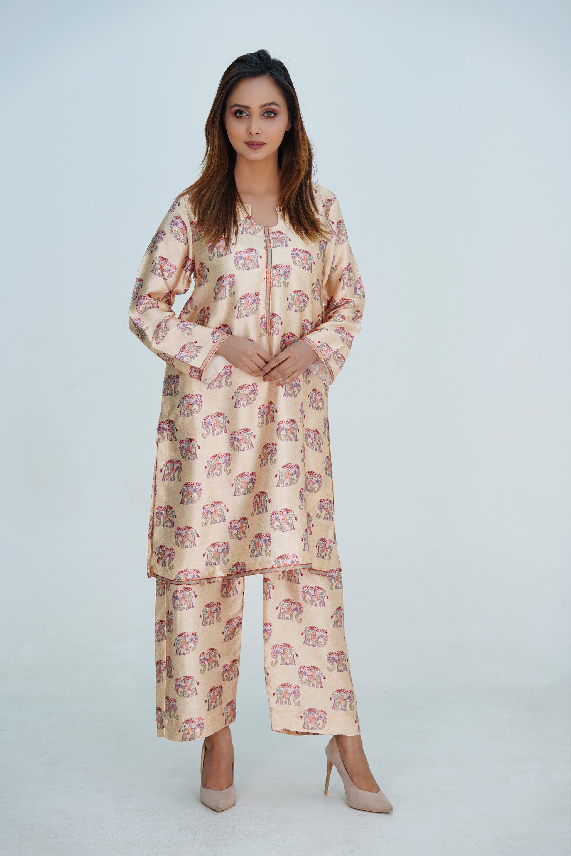 Shamosh Short Silk Digital Printed Stitched 2-Piece