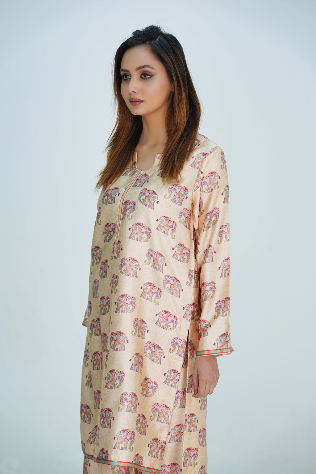 Shamosh Short Silk Digital Printed Stitched 2-Piece