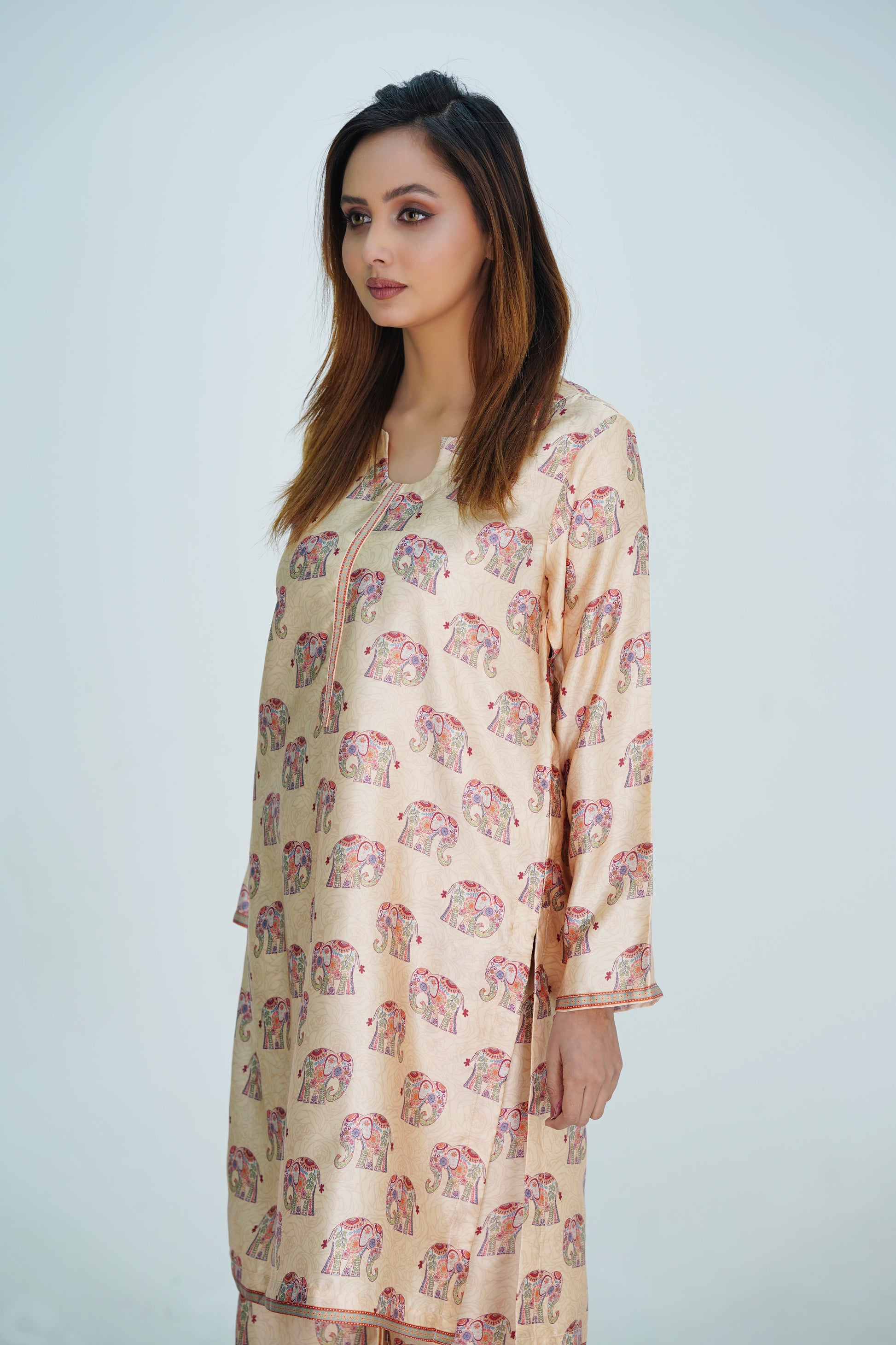 Shamosh Short Silk Digital Printed Stitched 2-Piece
