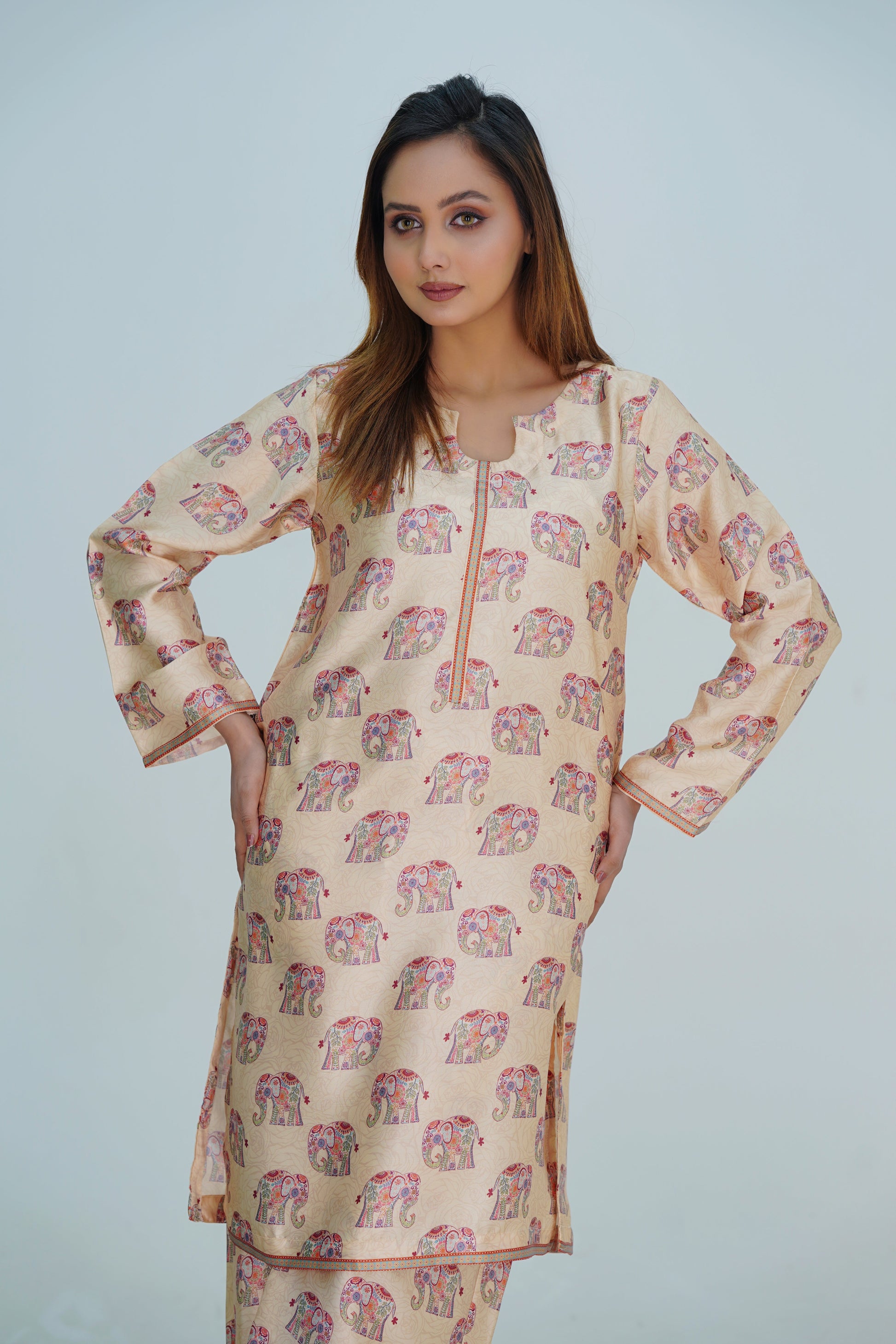 Shamosh Short Silk Digital Printed Stitched 2-Piece