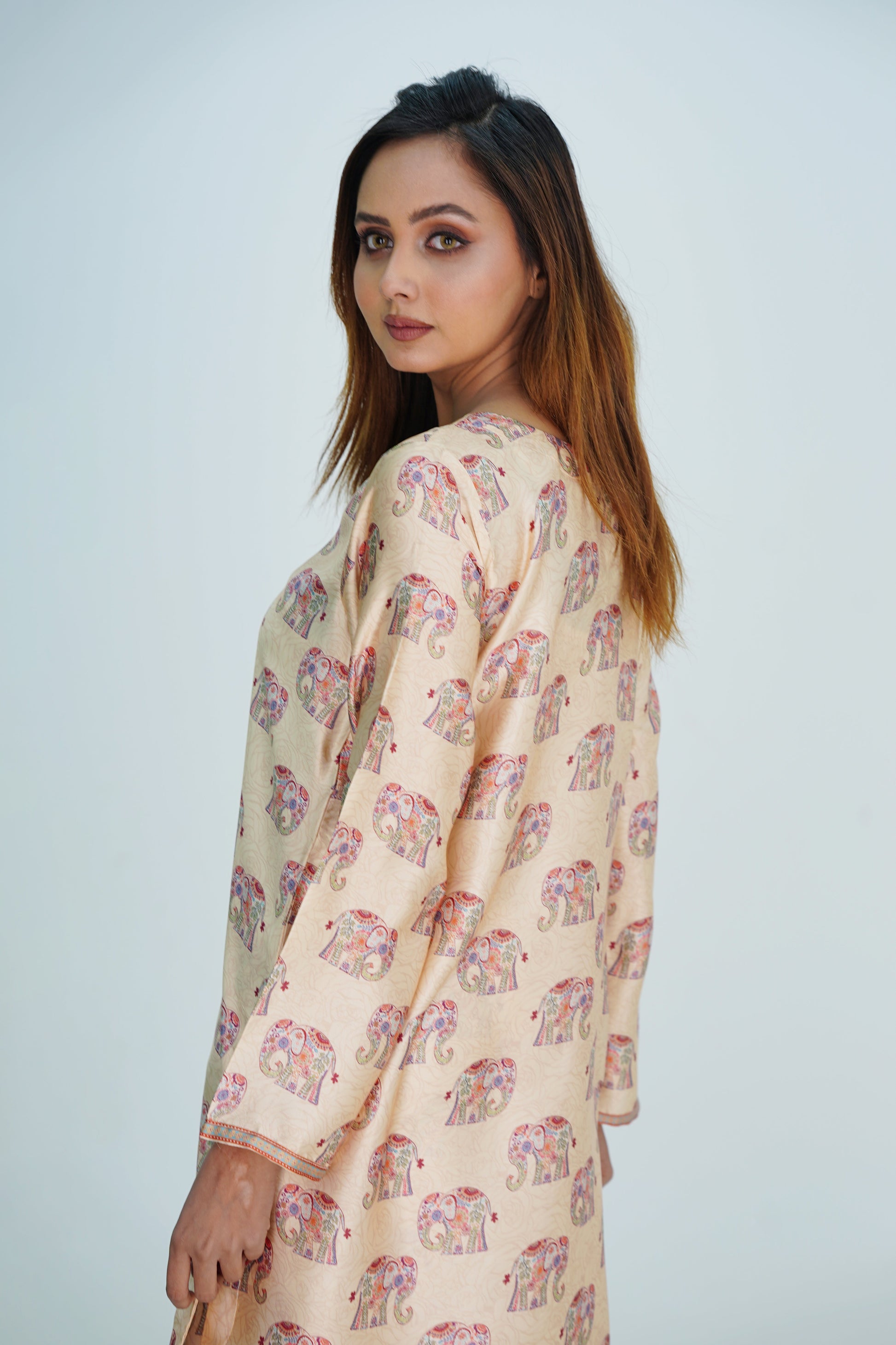 Shamosh Short Silk Digital Printed Stitched 2-Piece