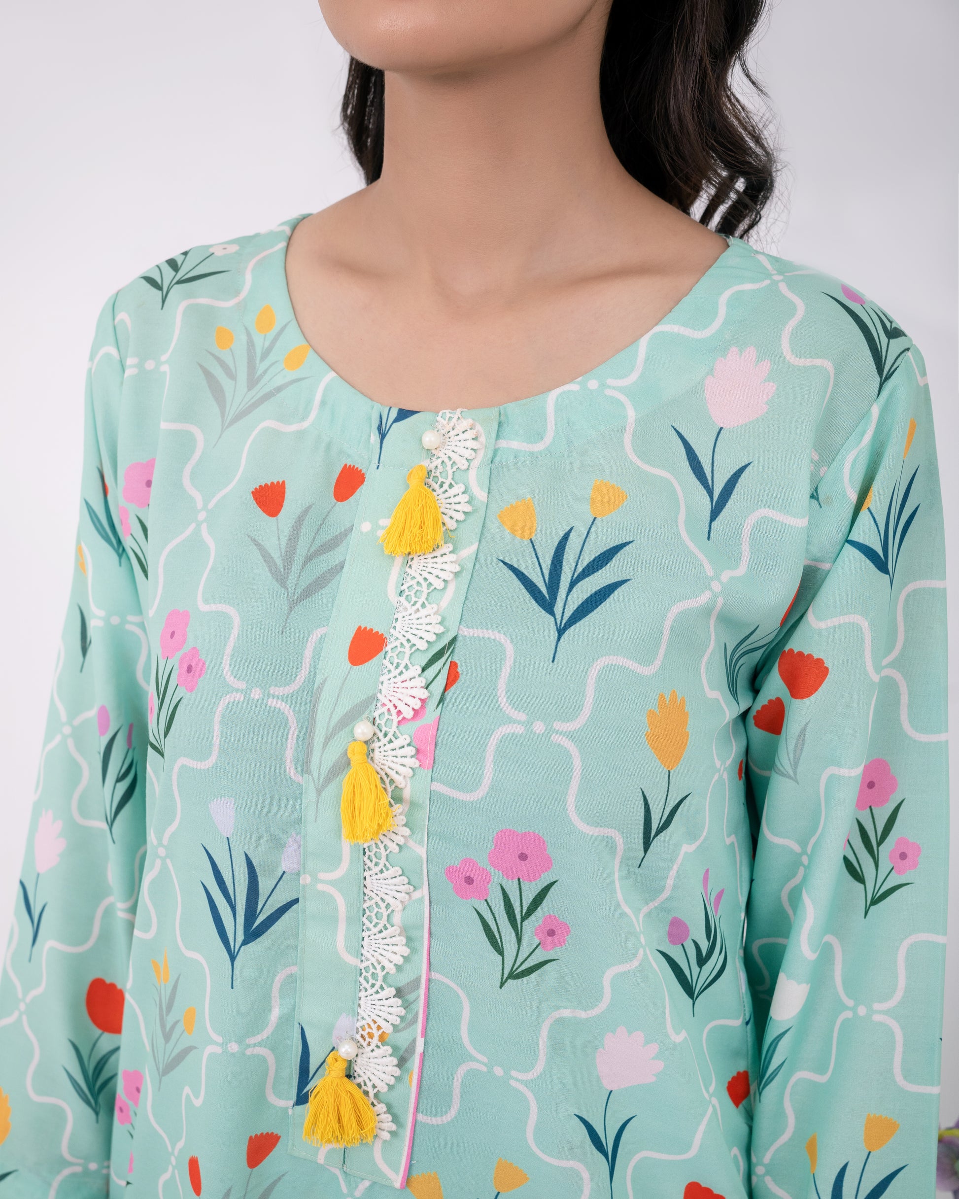 Mint Blossom Tassel 2 Piece