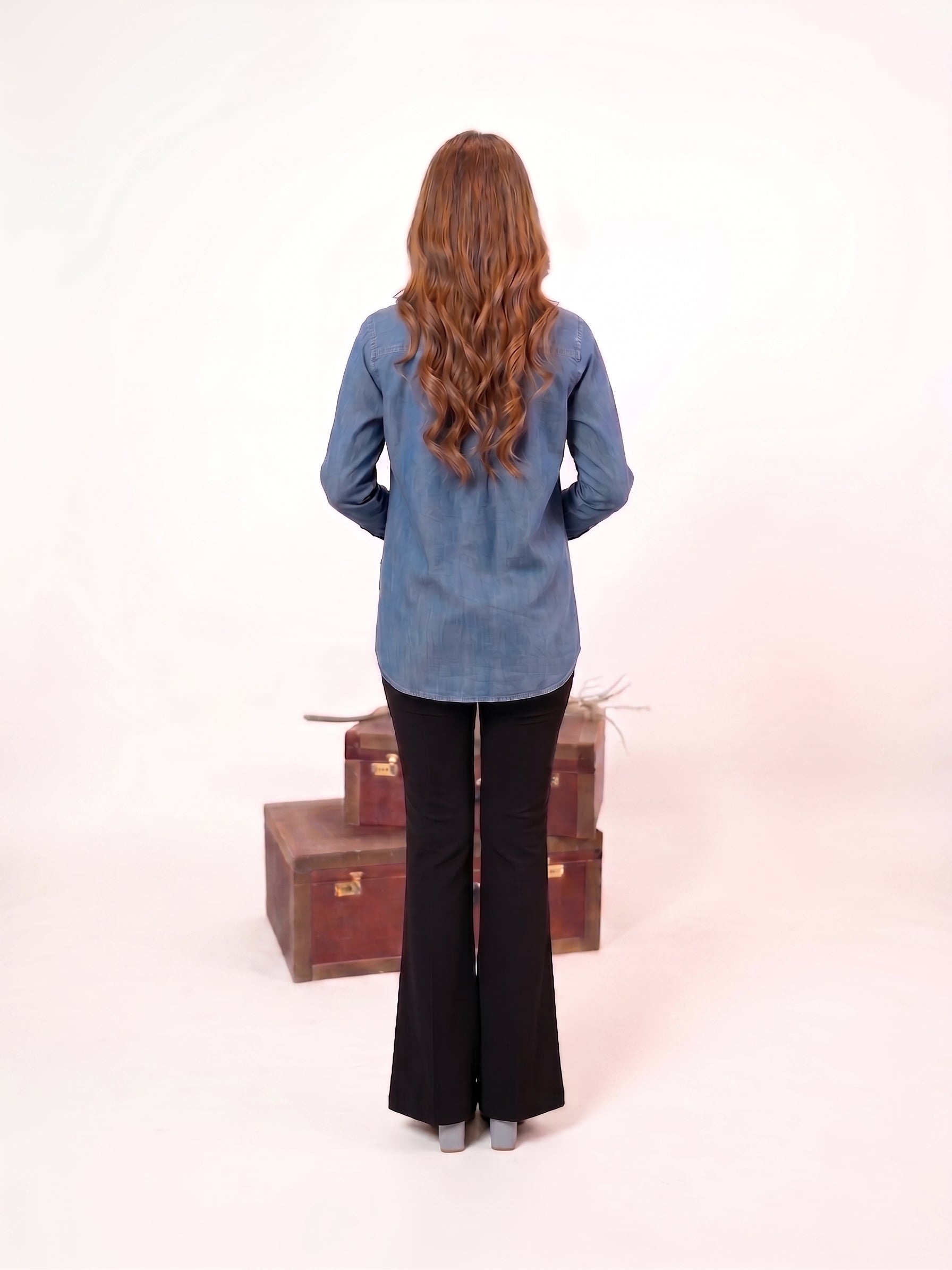 1PC Stitched Basic Denim Shirt | SAW-38