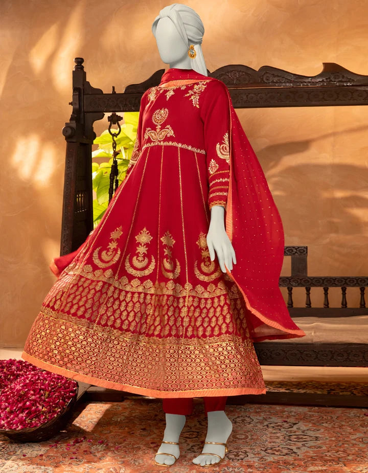 2PC Unstitched Chiffon Embroidered Suit | SAW-24