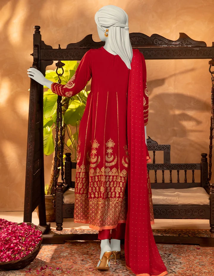 2PC Unstitched Chiffon Embroidered Suit | SAW-24