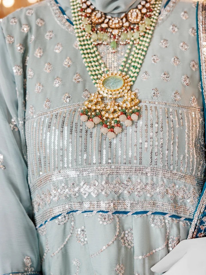 2PC Unstitched Chiffon Embroidered Suit | SAW-26