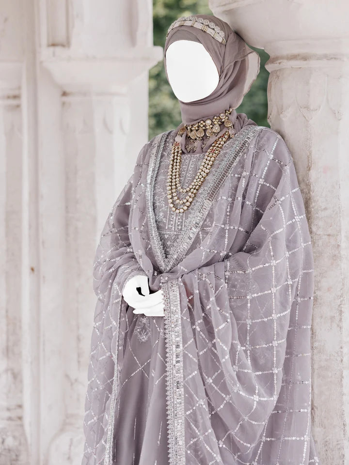 2PC Unstitched Chiffon Embroidered Suit | SAW-22