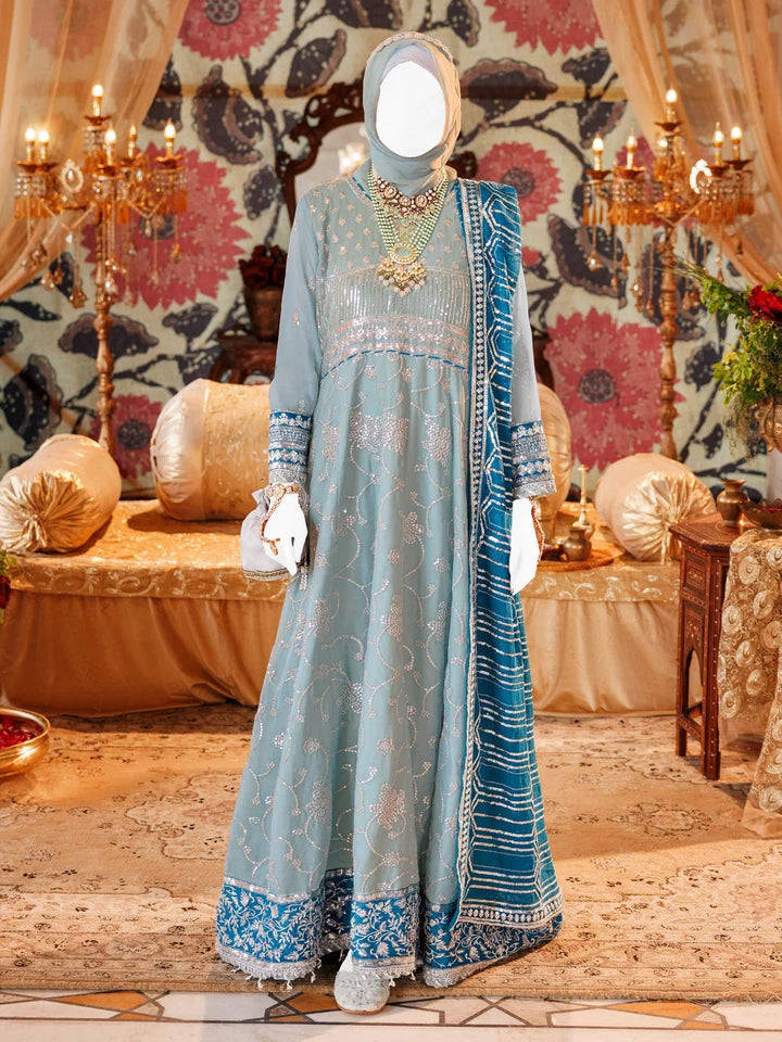 2PC Unstitched Chiffon Embroidered Suit | SAW-26