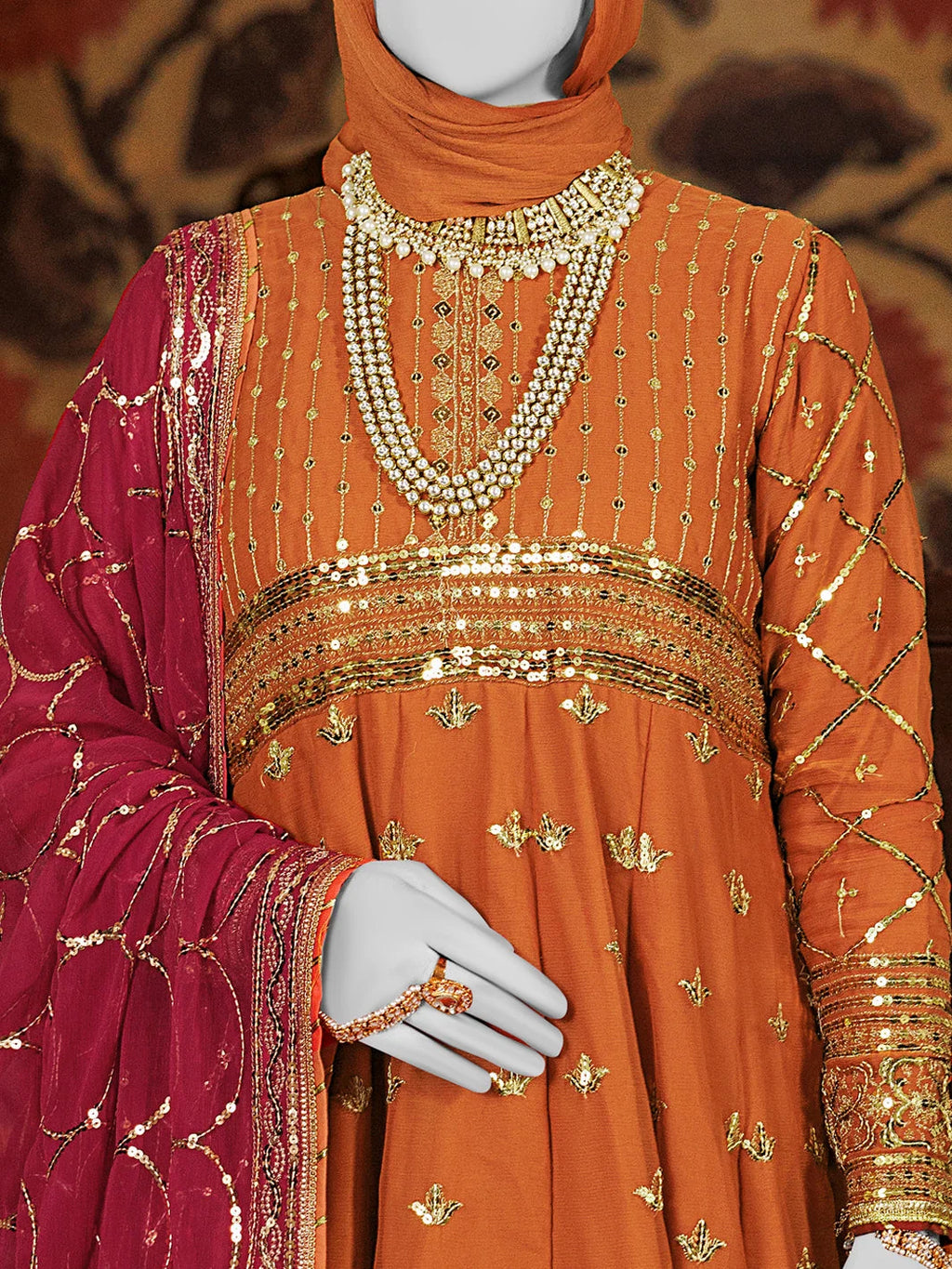 2PC Unstitched Chiffon Embroidered Suit | SAW-20