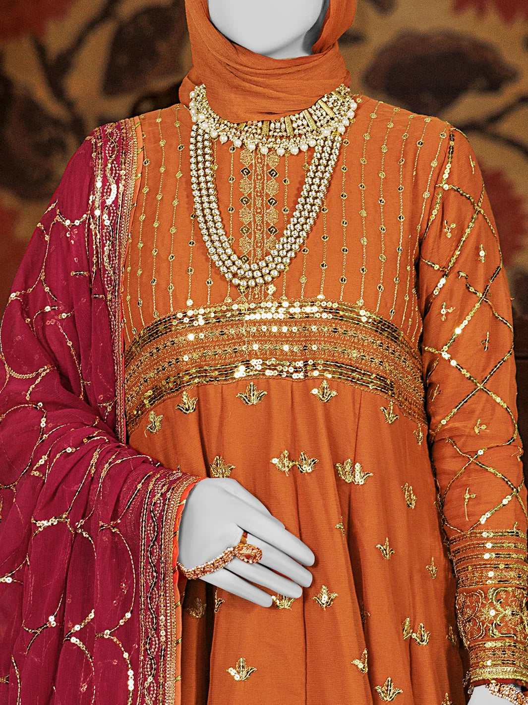 2PC Unstitched Chiffon Embroidered Suit | SAW-20