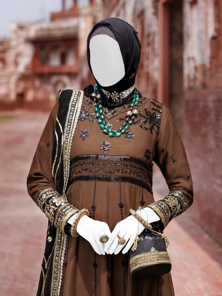 2PC Unstitched Chiffon Embroidered Suit | SAW-21