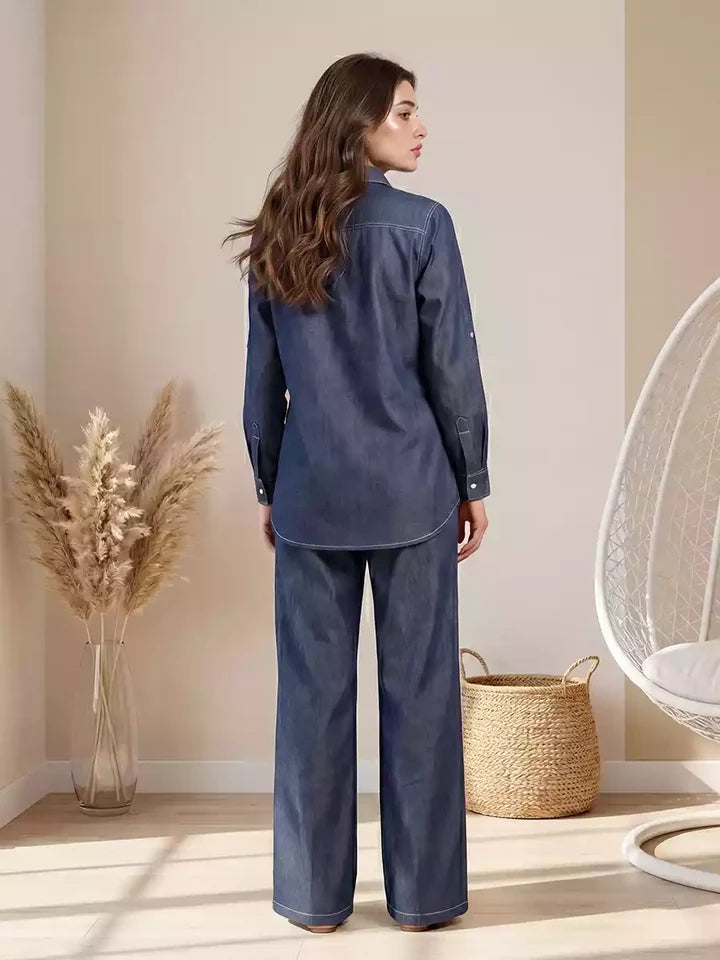 1PC Stitched Basic Denim Shirt | SAW-33