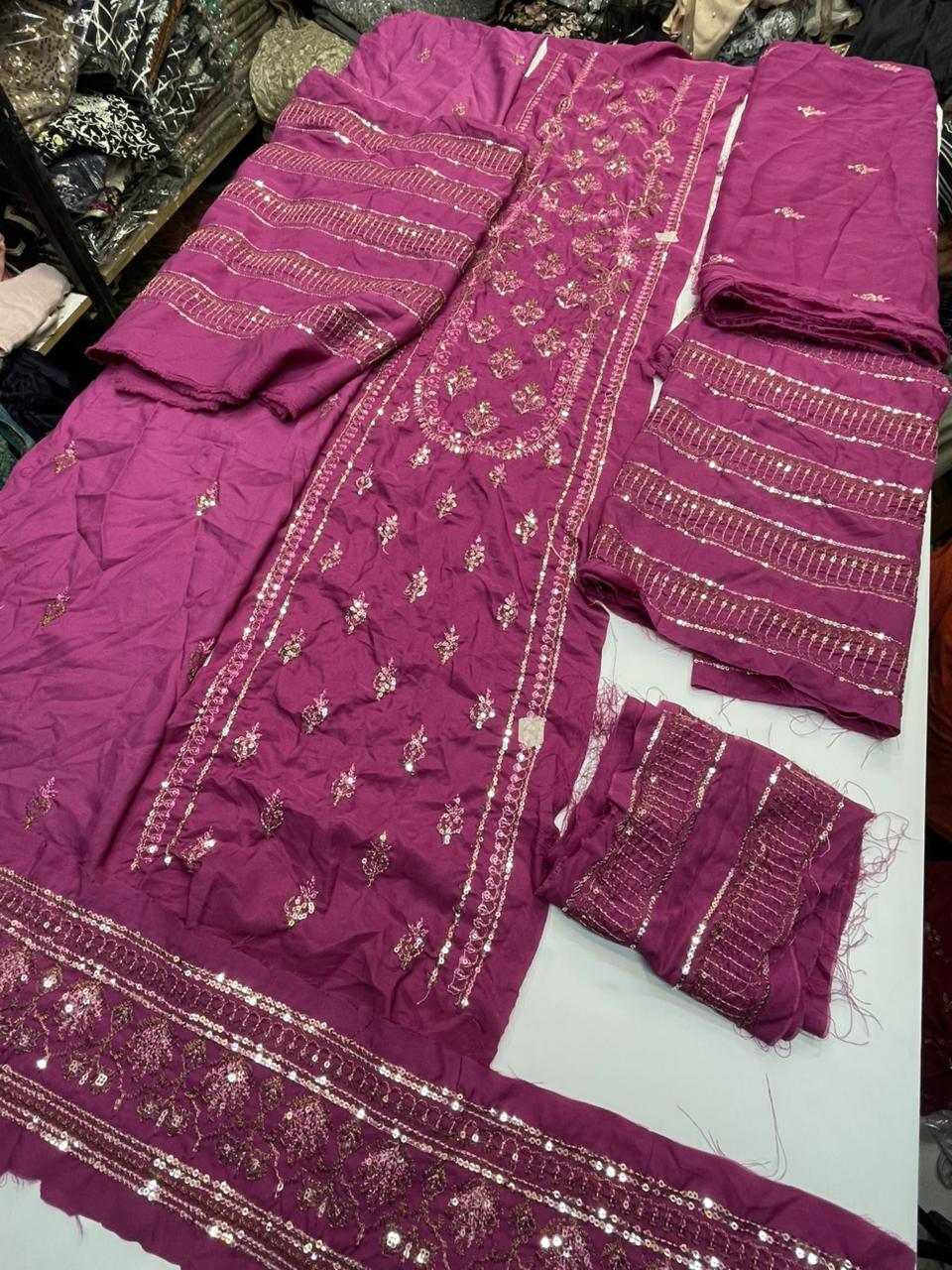 Unstitched 2-piece Ensemble in a Graceful Pink Silk Fabric