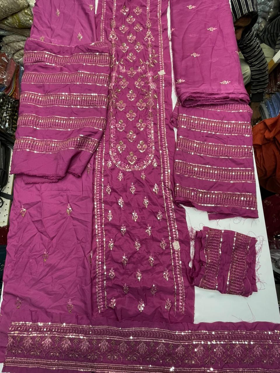 Unstitched 2-piece Ensemble in a Graceful Pink Silk Fabric