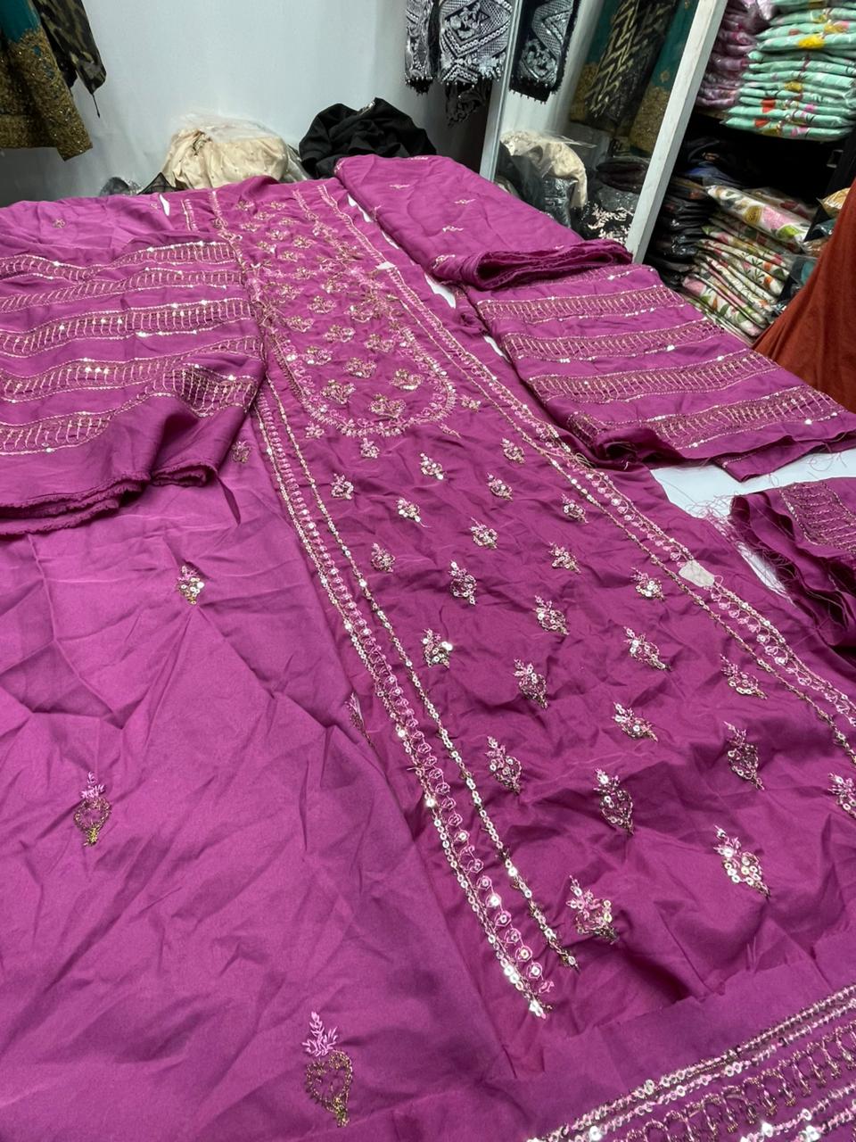 Unstitched 2-piece Ensemble in a Graceful Pink Silk Fabric