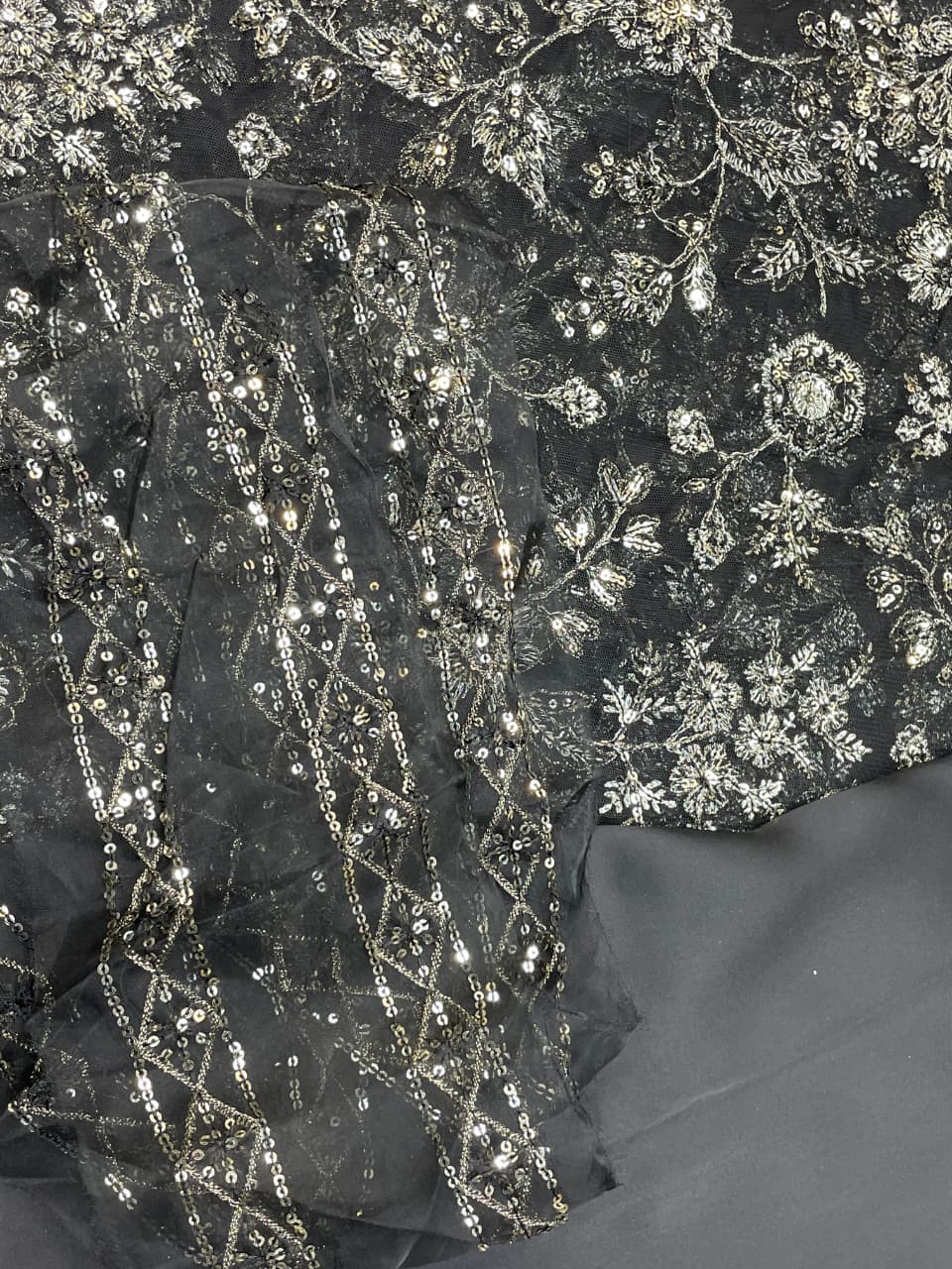 Fabric Net Color Black Unstiched 2pice shirt 3meter truzer 2.5 gaz