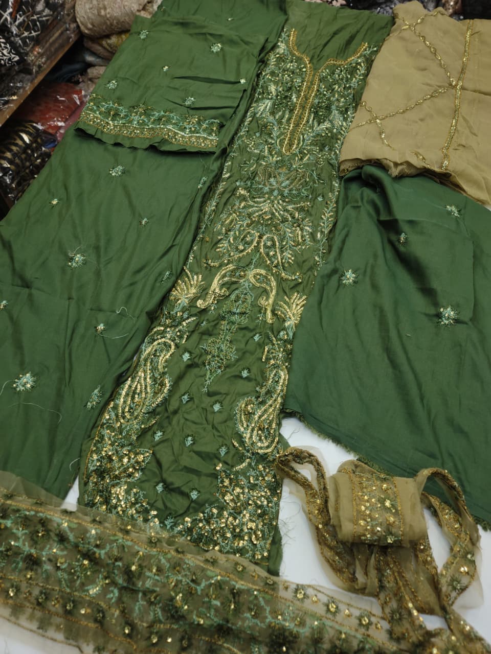 Lawn Silk Fabric  Colour Green