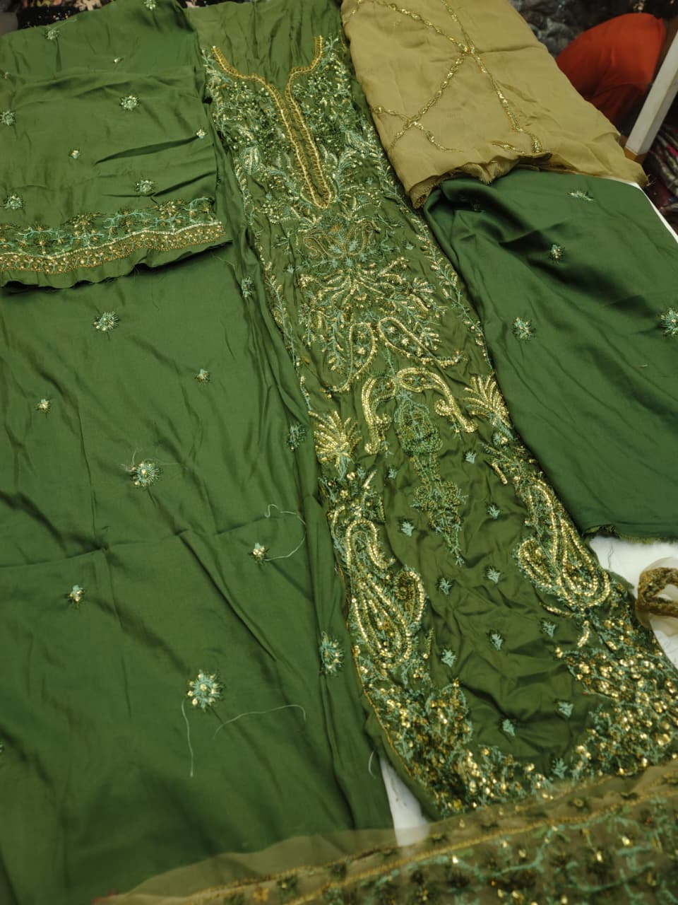 Lawn Silk Fabric  Colour Green