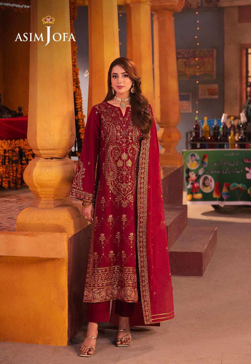 Fabric Twisting Silk Colour Red Unstiched duppatta chiffon 3 piece
