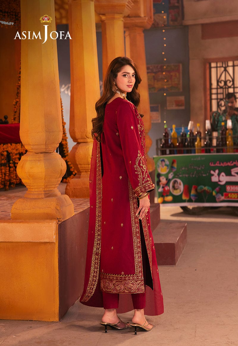 Fabric Twisting Silk Colour Red Unstiched duppatta chiffon 3 piece