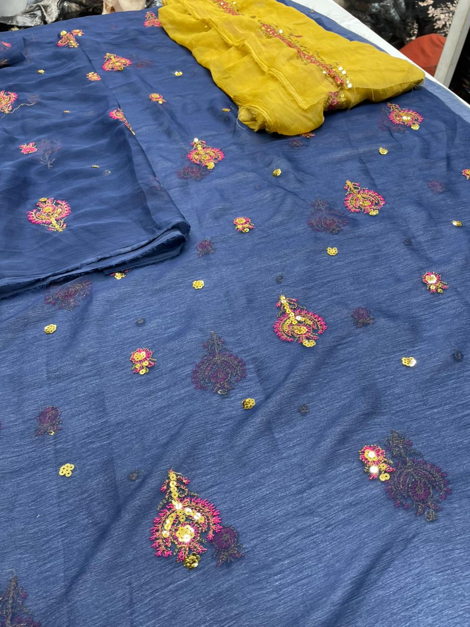 fabric chiffon  Colour blue  unstiched 2pice  dupatta chiffon code 018