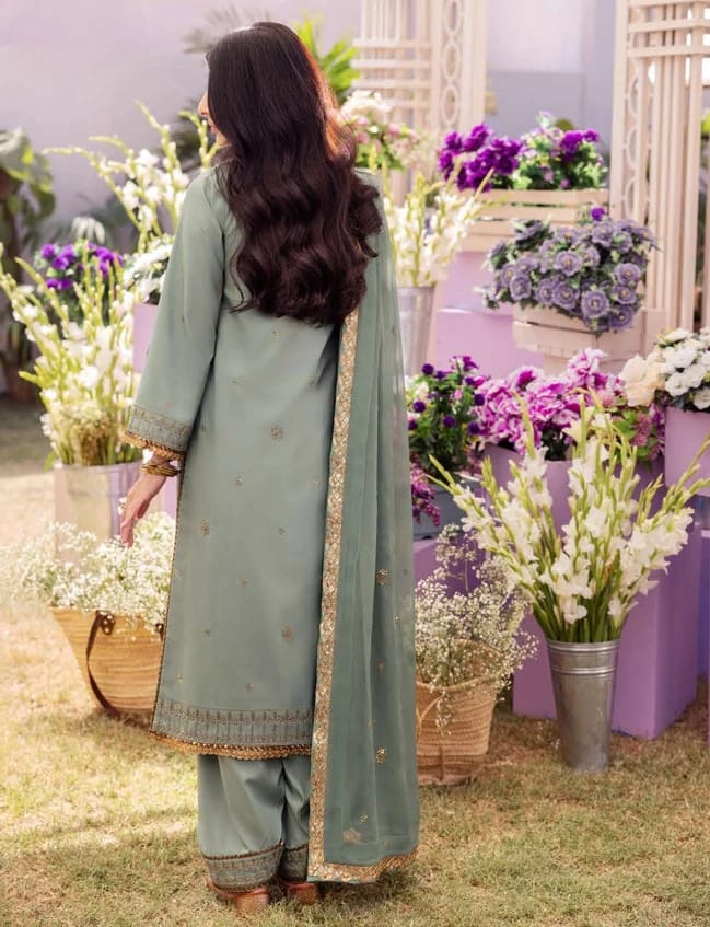 Shirt Jumbo Silk Fabric Lawn Silk unstiched chiffon dupatta  3 pice