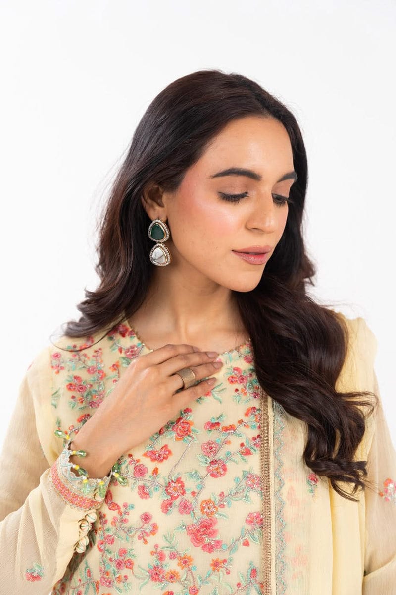 Yellow Chiffon – Unstitched 2-Piece Suit