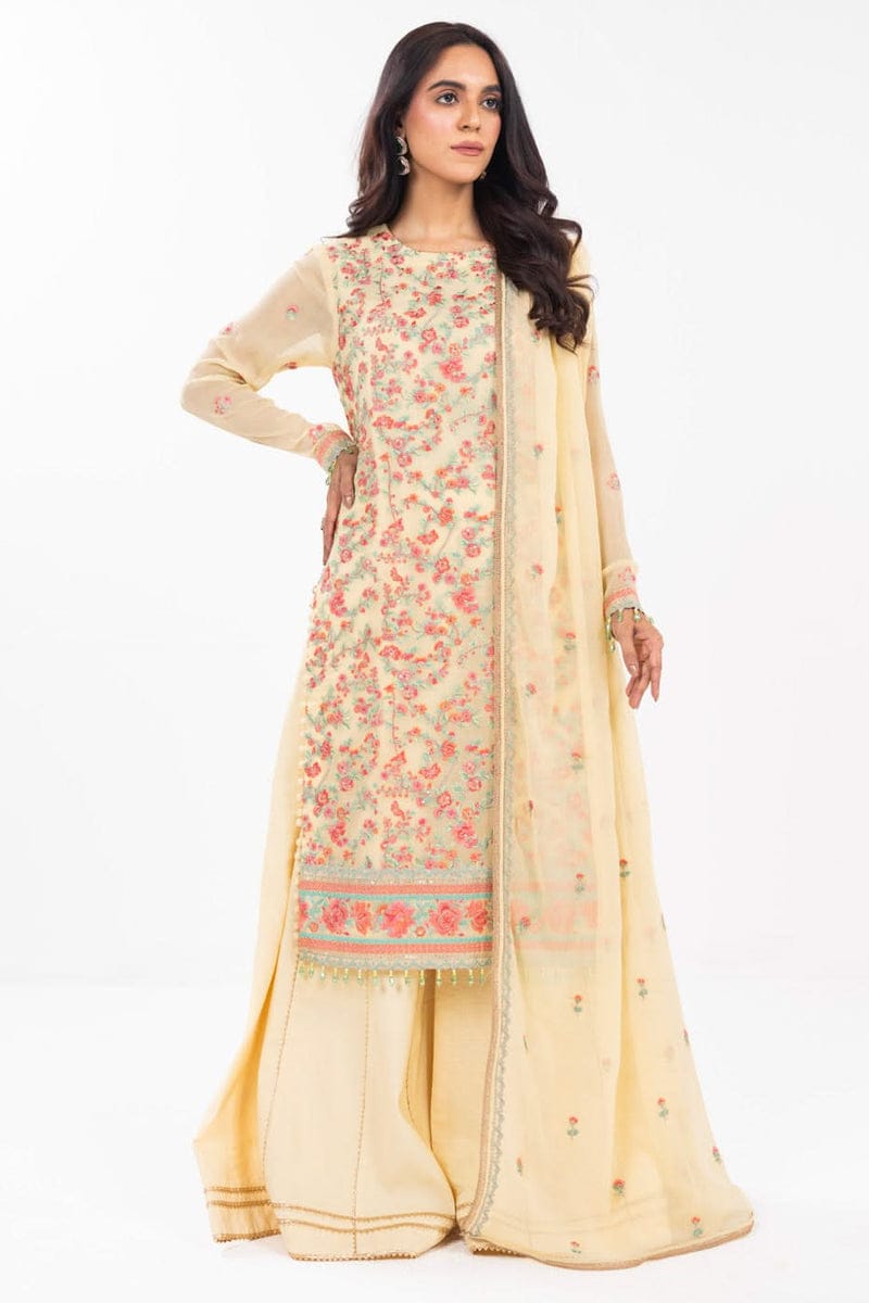 Yellow Chiffon – Unstitched 2-Piece Suit