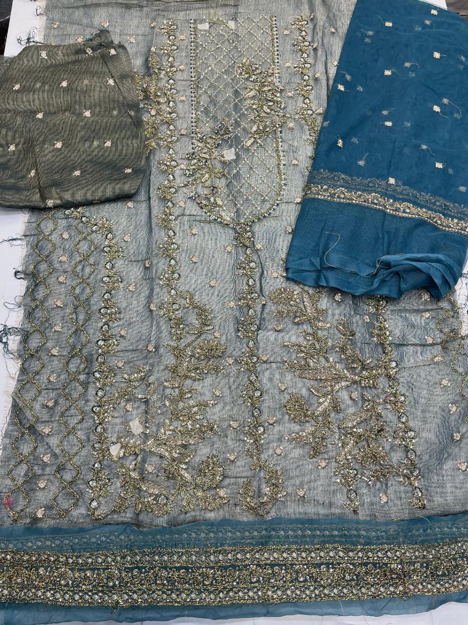 Grey Cotton-Net 2-Piece Suit – Unstitched