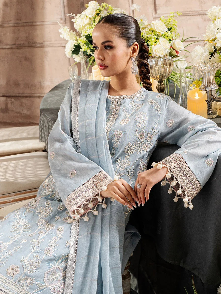 Sky Blue Cotton-Net 2-Piece Suit – Unstitched