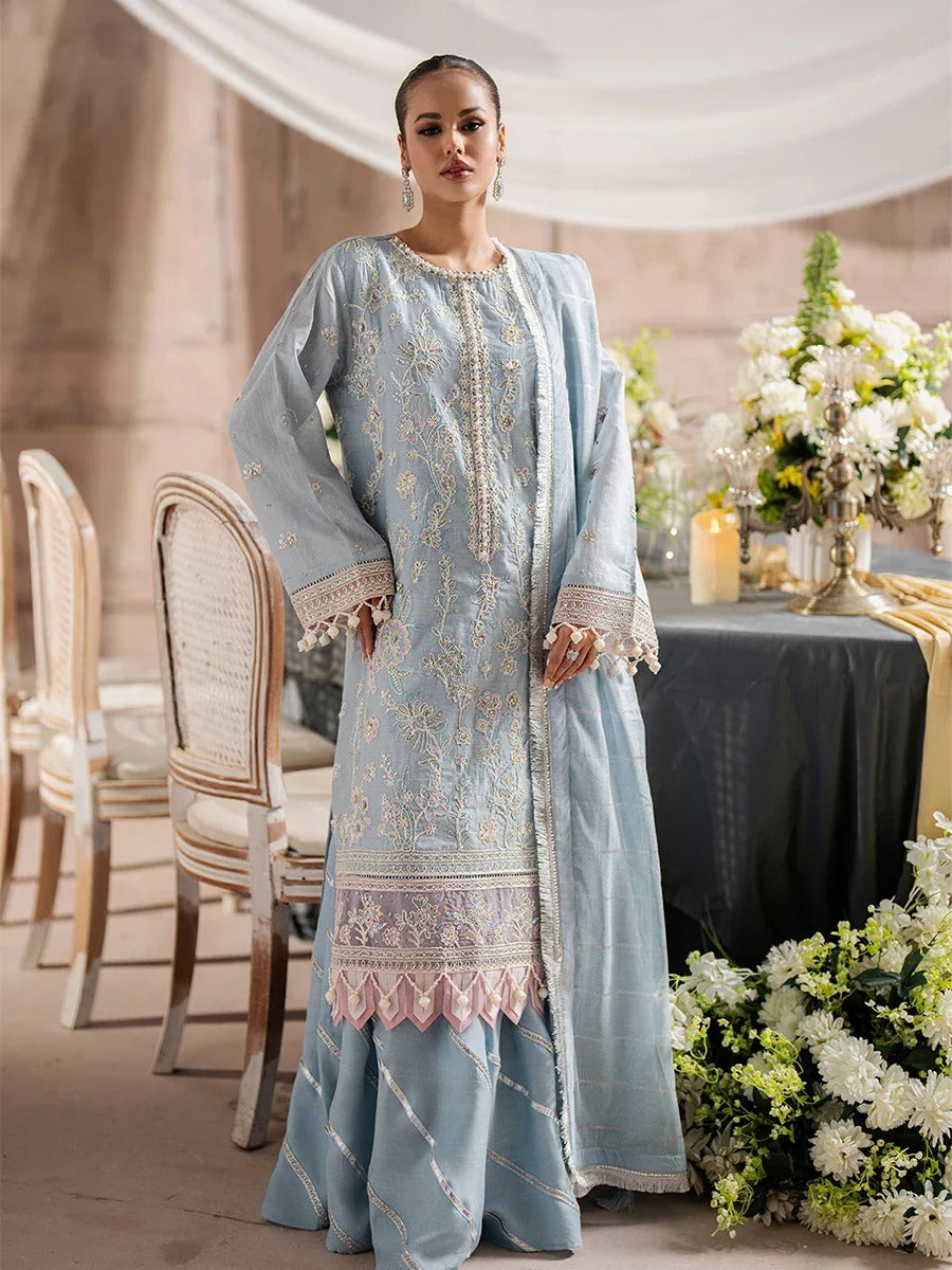 Sky Blue Cotton-Net 2-Piece Suit – Unstitched