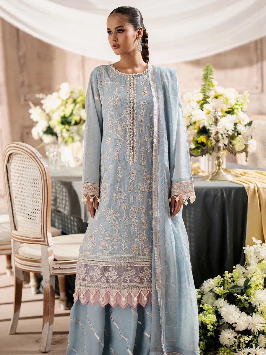 Sky Blue Cotton-Net 2-Piece Suit – Unstitched