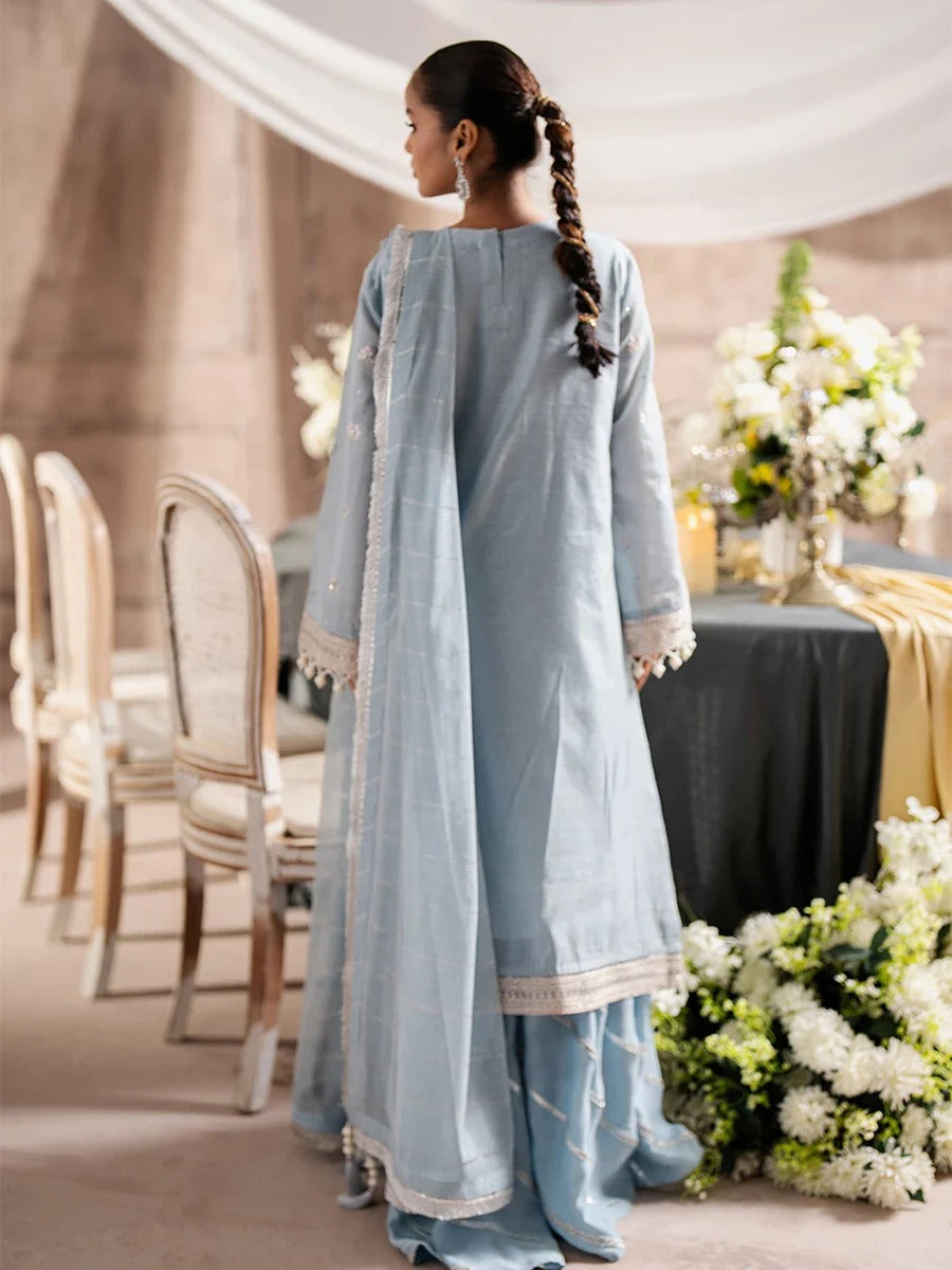 Sky Blue Cotton-Net 2-Piece Suit – Unstitched