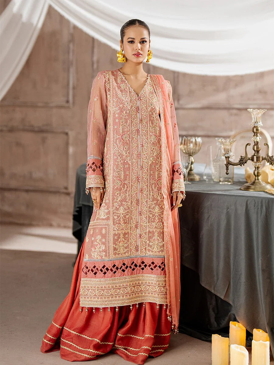 Peach Cotton-Net 2-Piece Suit – Unstitched