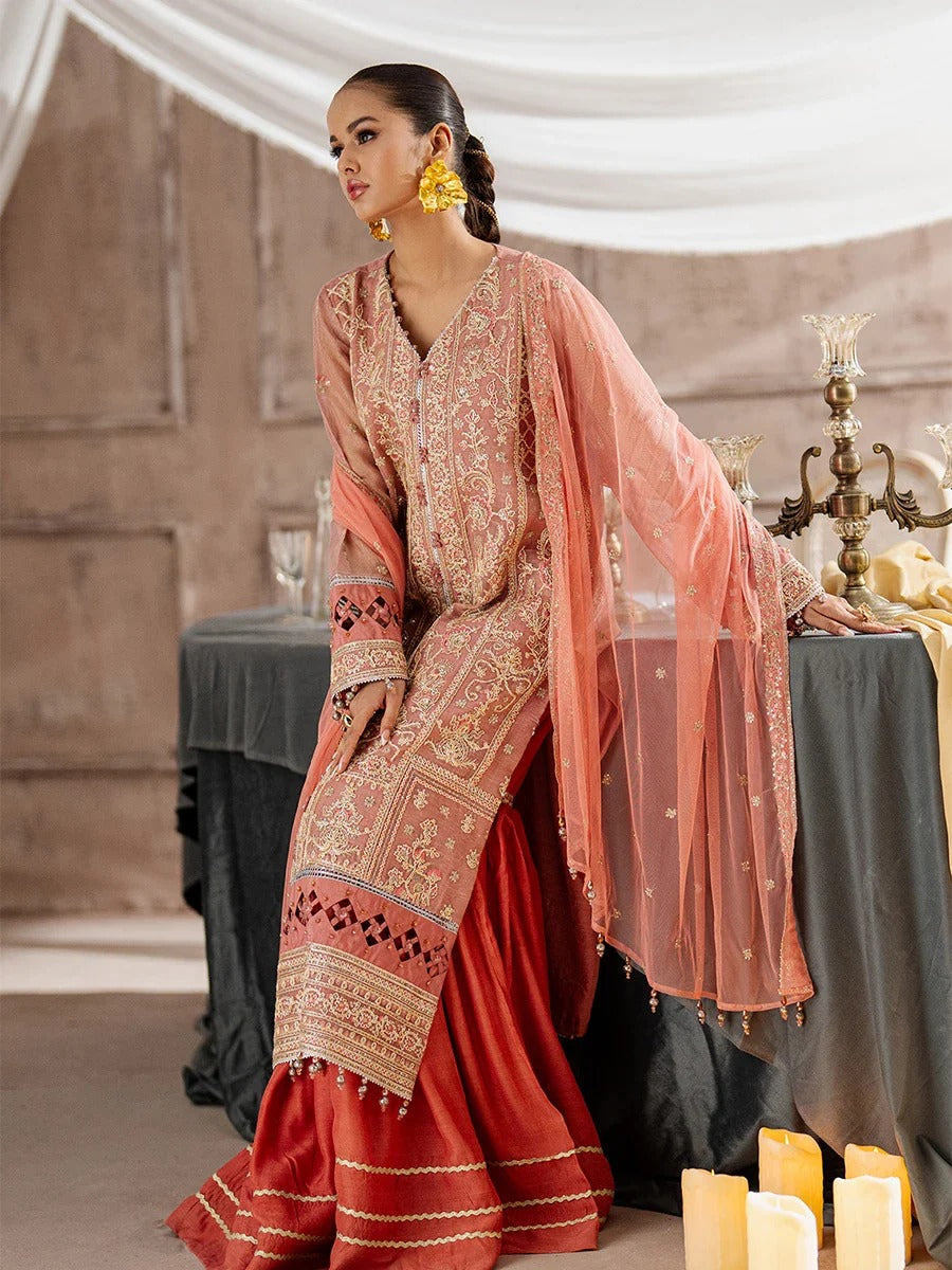 Peach Cotton-Net 2-Piece Suit – Unstitched