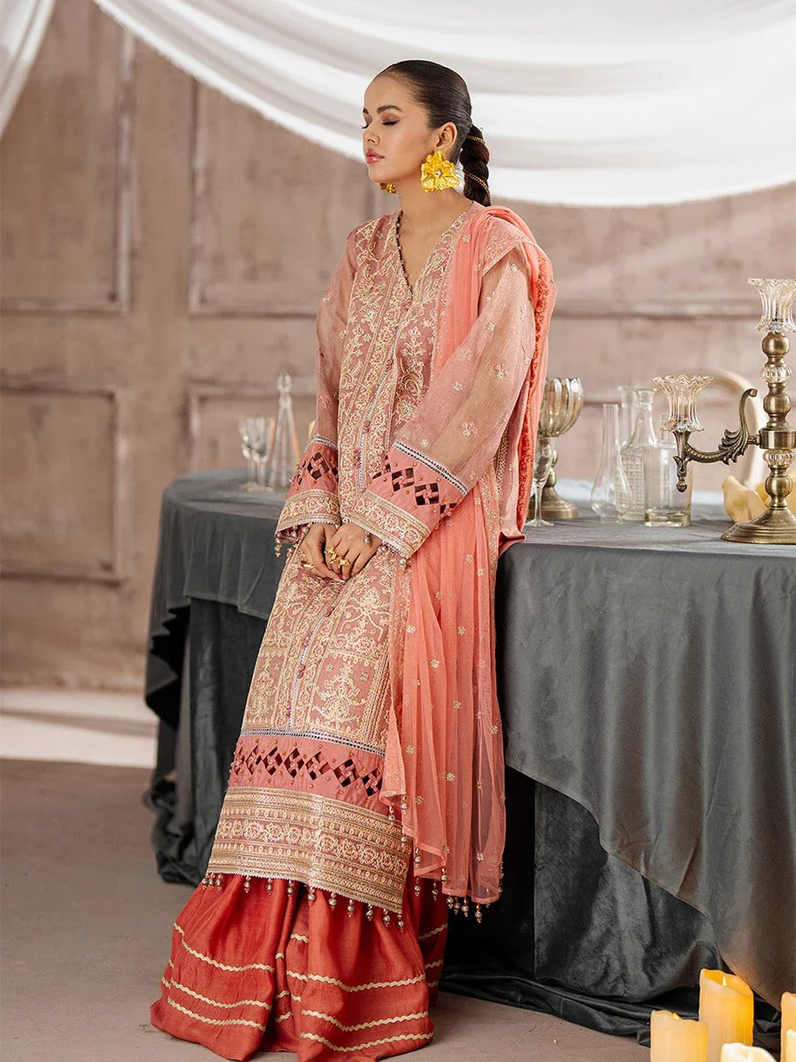 Peach Cotton-Net 2-Piece Suit – Unstitched