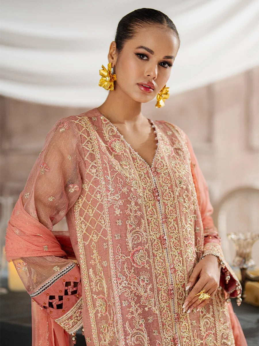 Peach Cotton-Net 2-Piece Suit – Unstitched