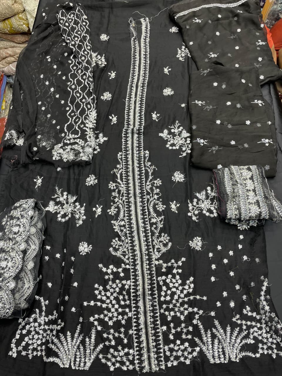 Black Chiffon – Unstitched 2-Piece Suit