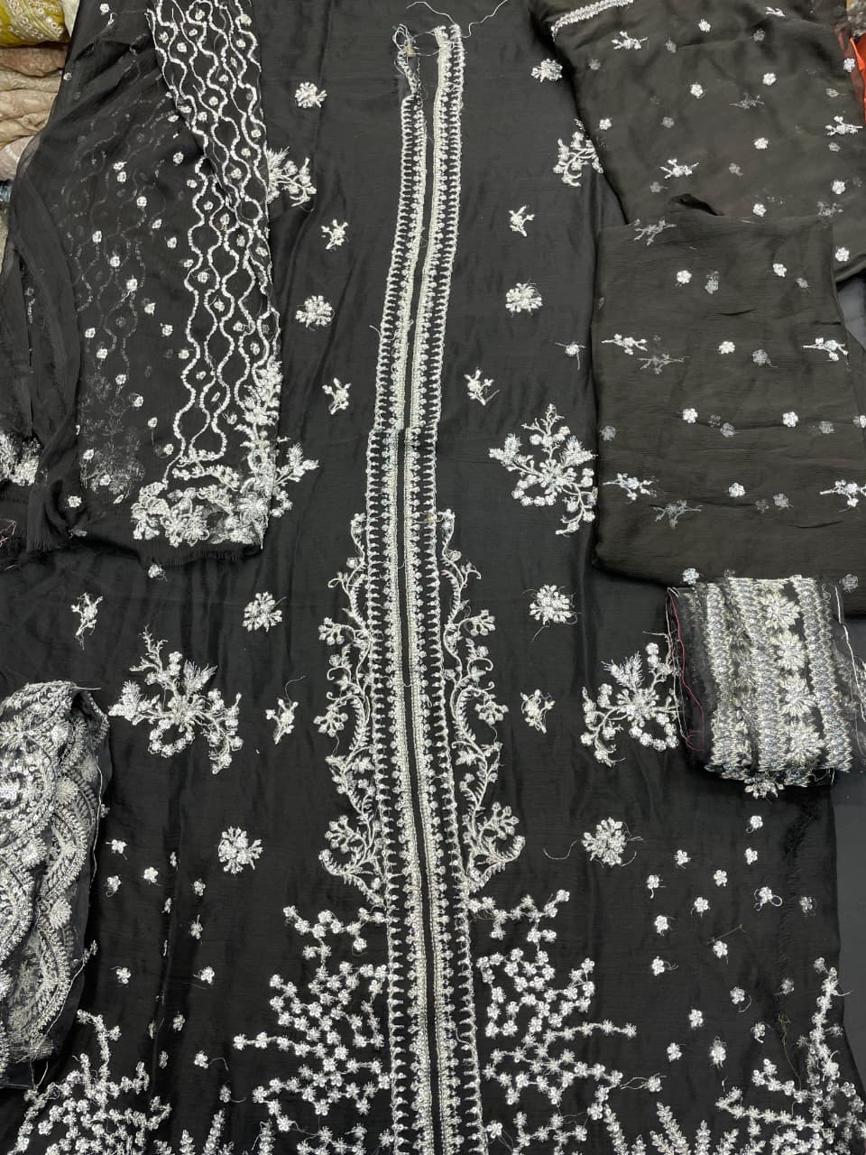 Black Chiffon – Unstitched 2-Piece Suit