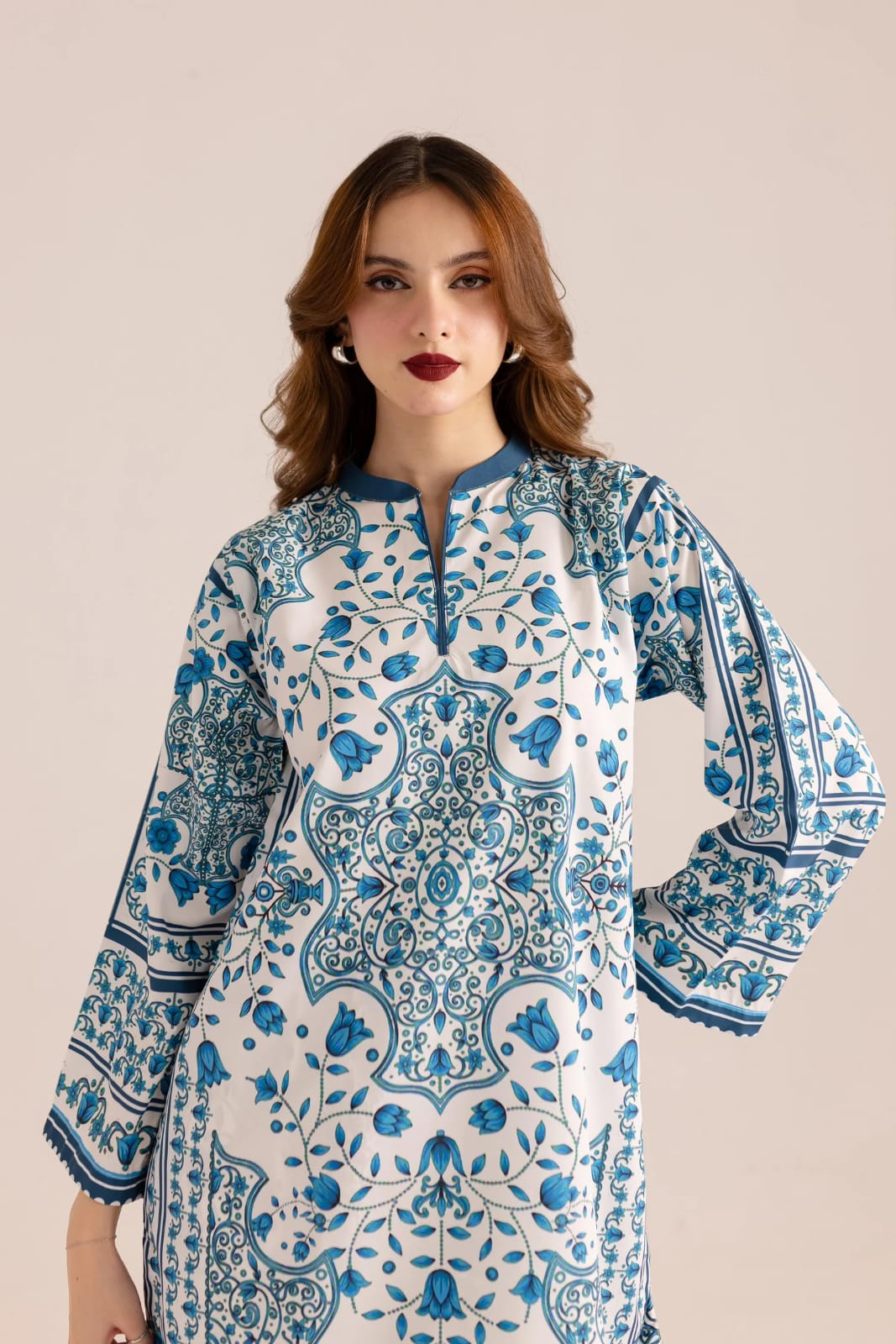 Blue & White Printed 2-Piece Suit
