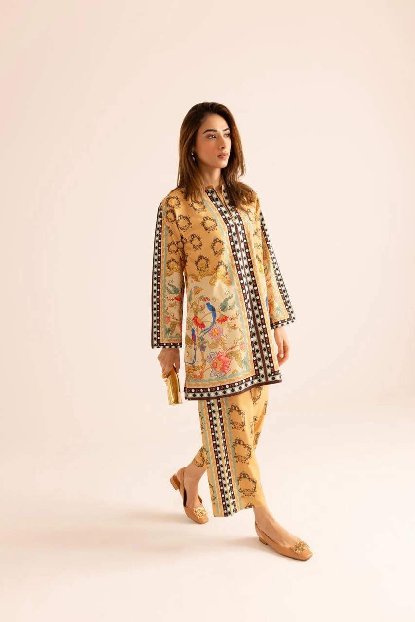 Mustard Printed 2-Piece Suit