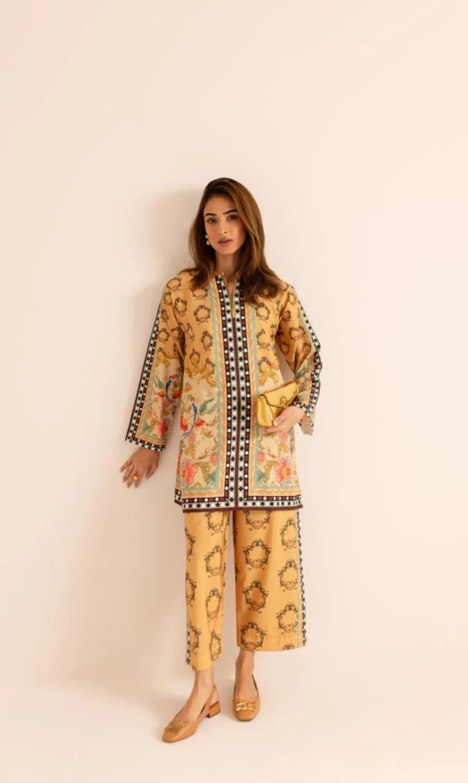 Mustard Printed 2-Piece Suit
