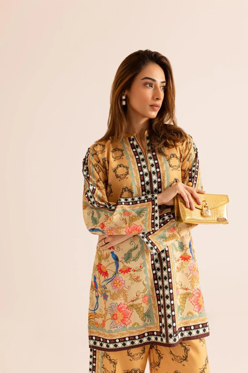 Mustard Printed 2-Piece Suit