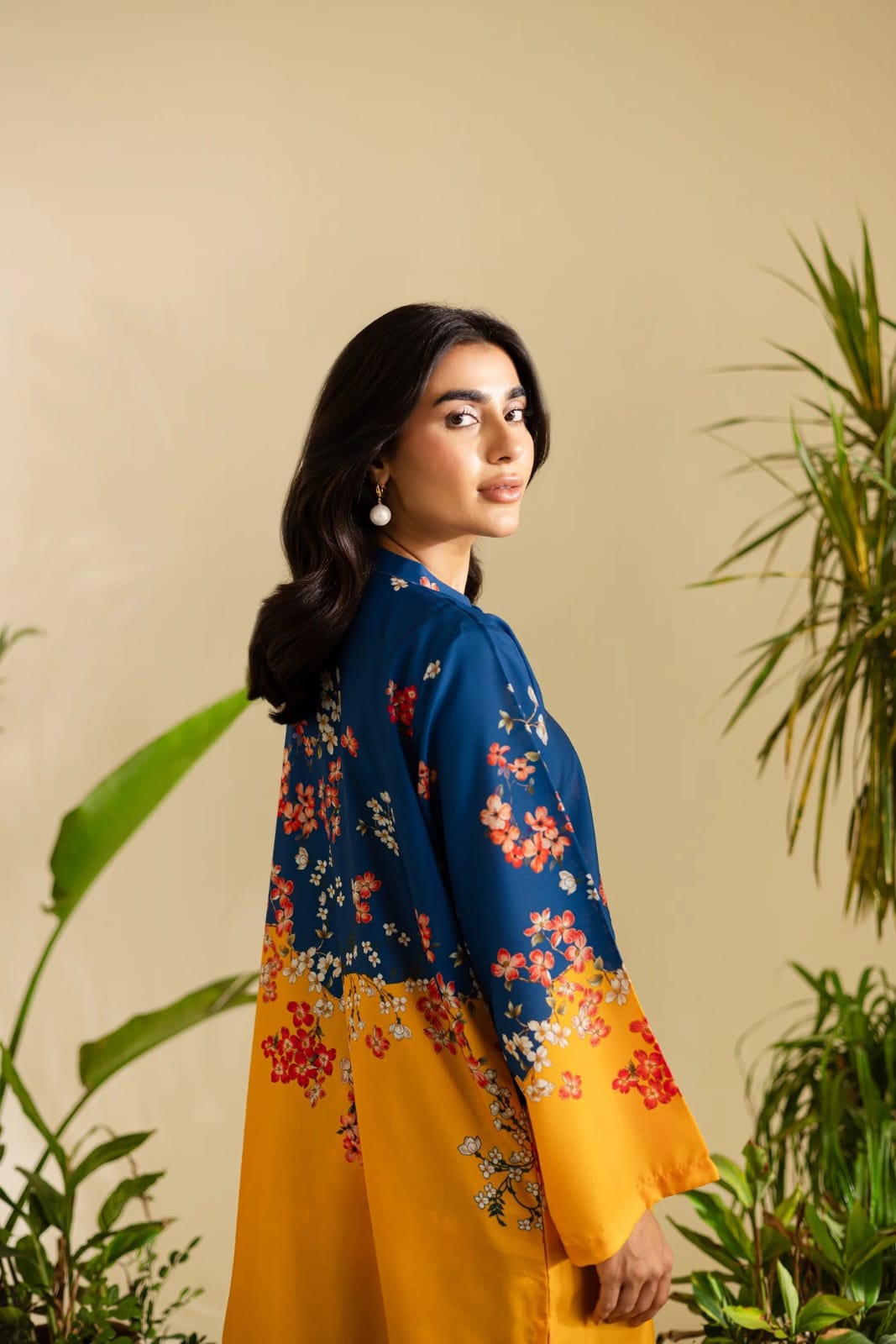 Blue & Mustard Floral 2-Piece Suit