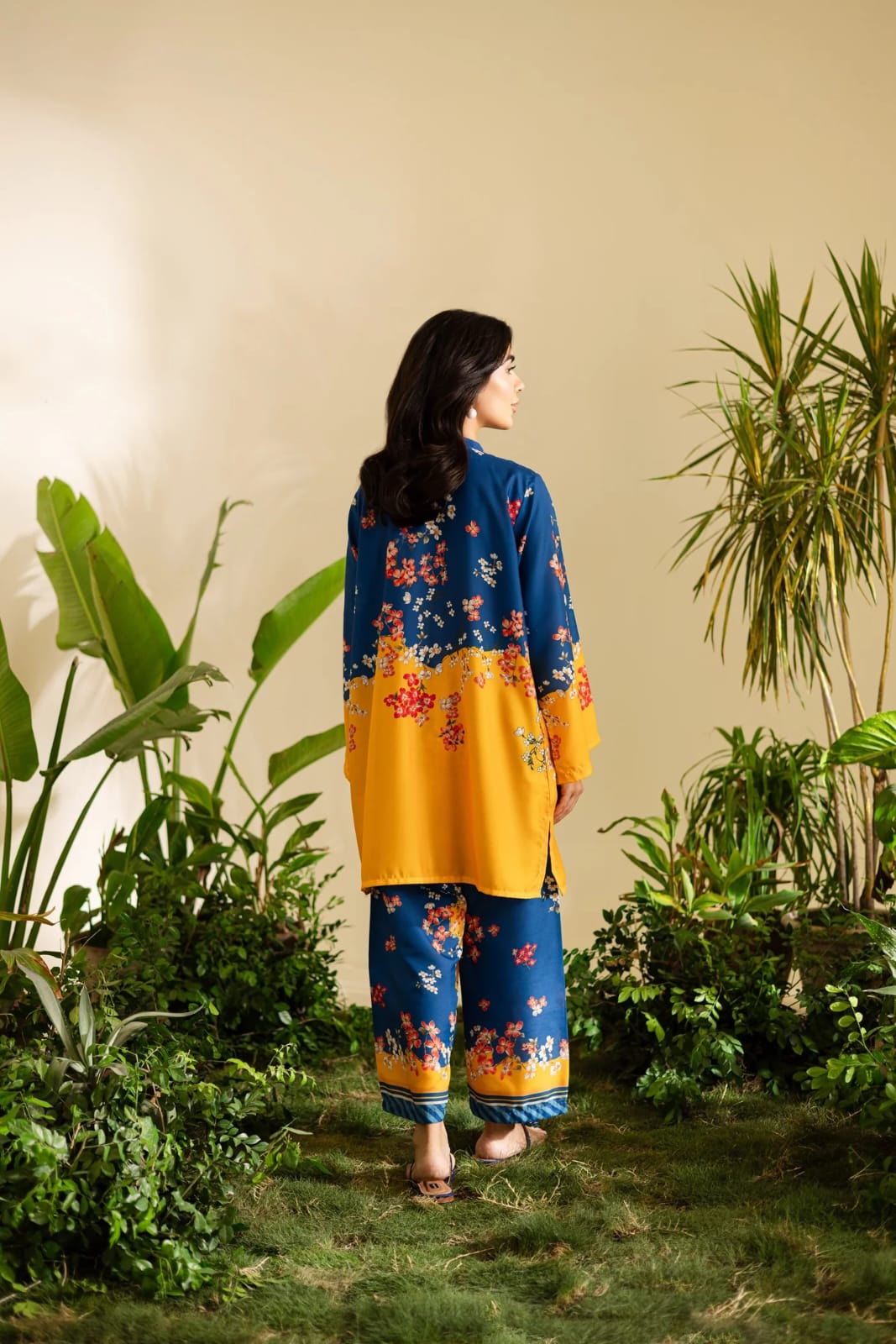 Blue & Mustard Floral 2-Piece Suit