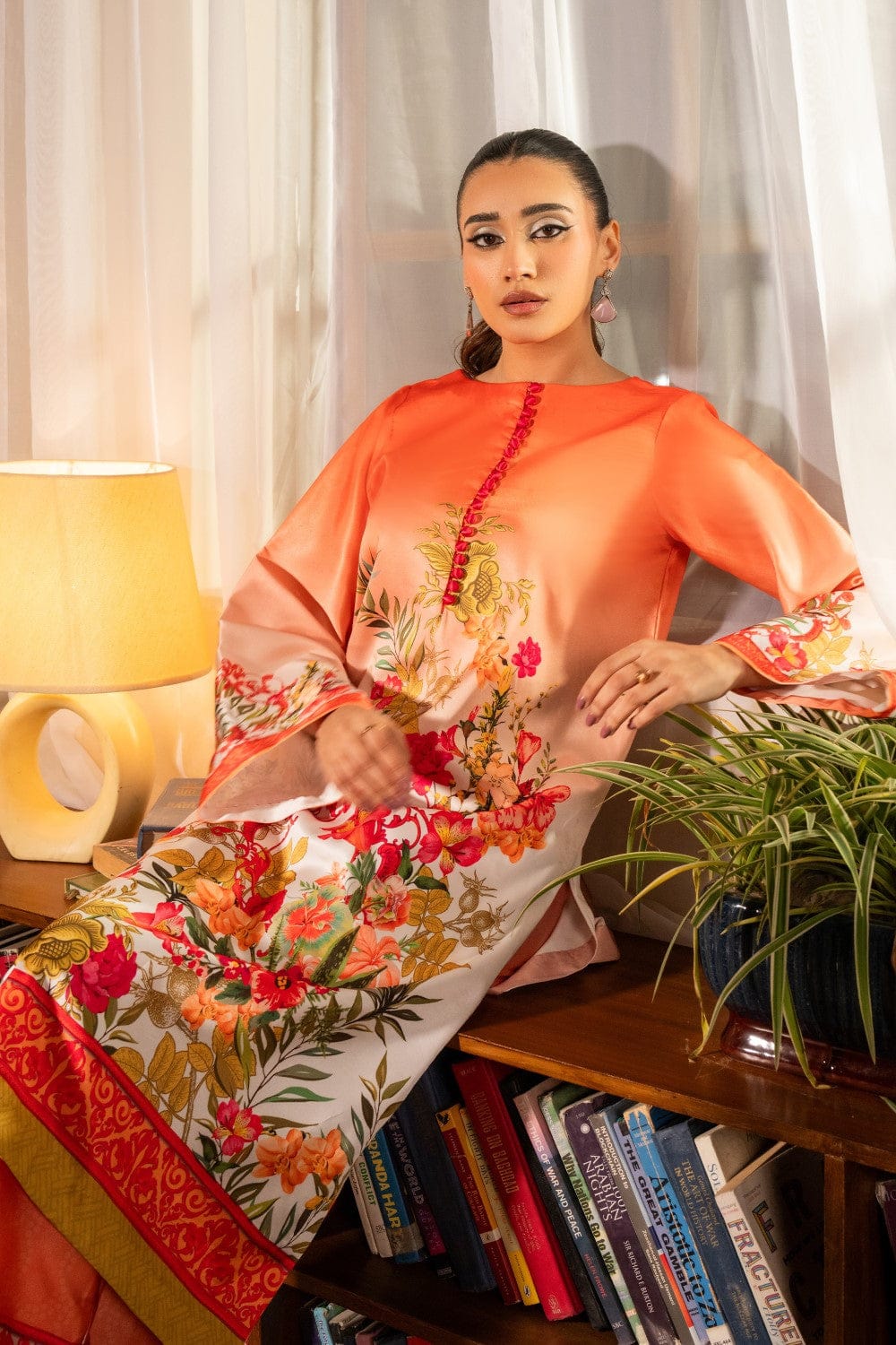 Coral Floral Printed 2-Piece Suit code 003