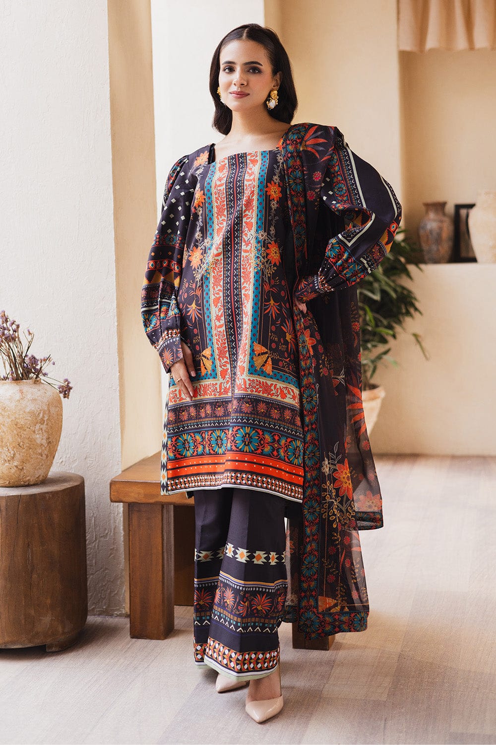 Midnight Black Printed 2-Piece Suit code 005