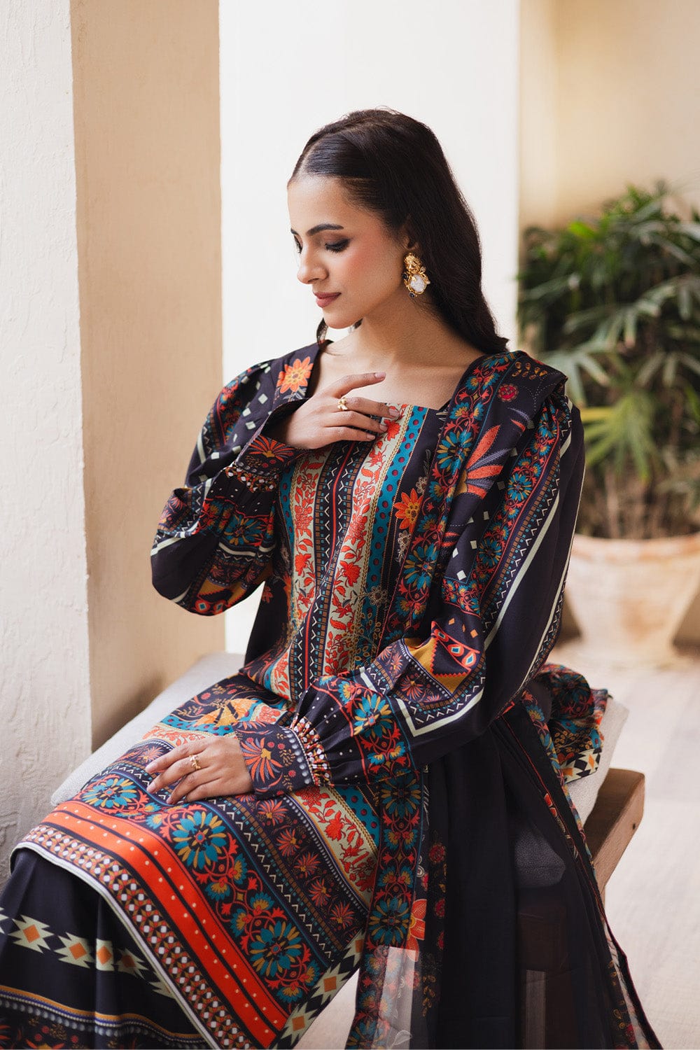 Midnight Black Printed 2-Piece Suit code 005