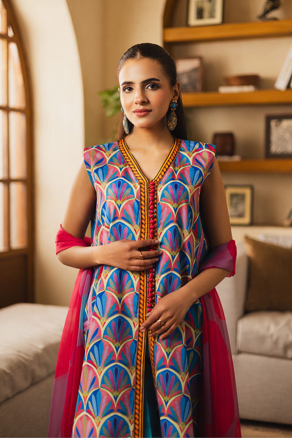 Vibrant Art-Inspired Printed 2-Piece Suit code 008