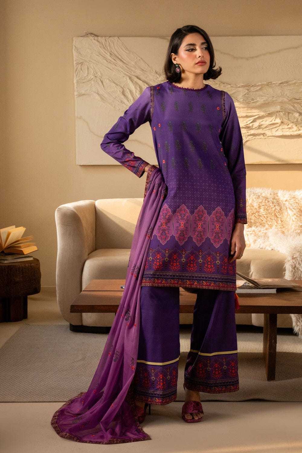 Royal Purple Printed 2-Piece Suit code 012